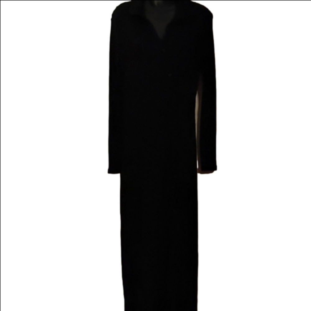 Sophisticated Long Sleeve Black Ribbed  Dress. Size 10.